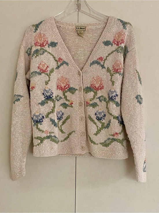 L.L. Bean Sweaters - L.L. Bean Vintage Linen Blend Floral Cardigan